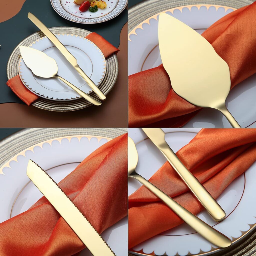 Gold Landi Cake Serving Set Loulu Palm Event Equipment Rental